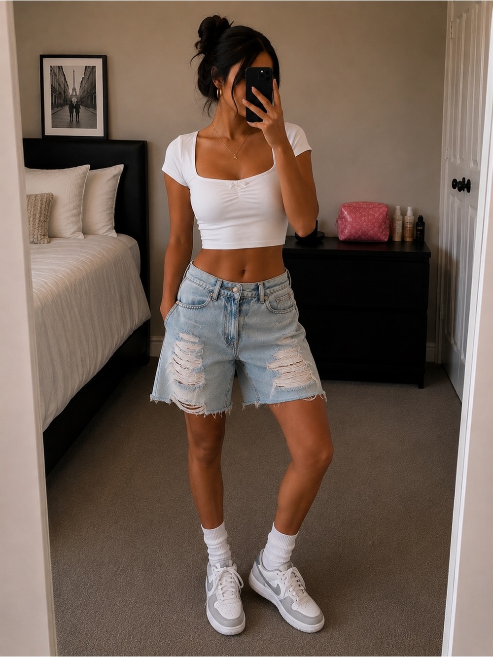 American Eagle Outfitters Light Blue Distressed Boyfriend Jean Shorts Size 0